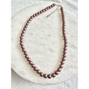 Dusty Rose color faux pearl collar necklace ￼